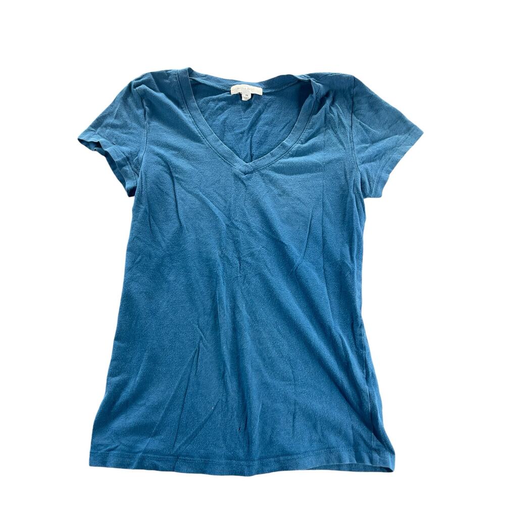 Active Basics Blue V-Neck Short Sleeve Casual T-Shirt Top Women's Size Medium